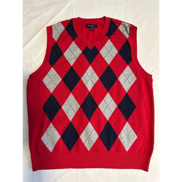 Men's Argyle Sweater Vest Lot of 2 Large Preppy Golf Classic Cotton - Picture 6 of 9